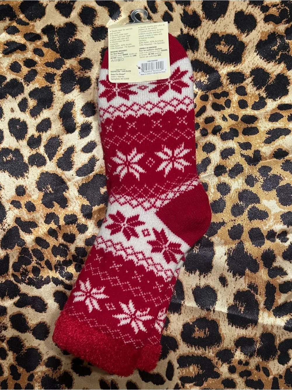 Natural Reflections Red Fair Isle Aloe-Infused Double Layer Cabin Slipper Socks